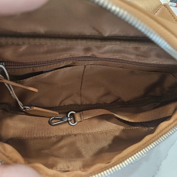 Monos Sling Tan Vegan Leather Unisex Crossbody Bag - Picture 6 of 14